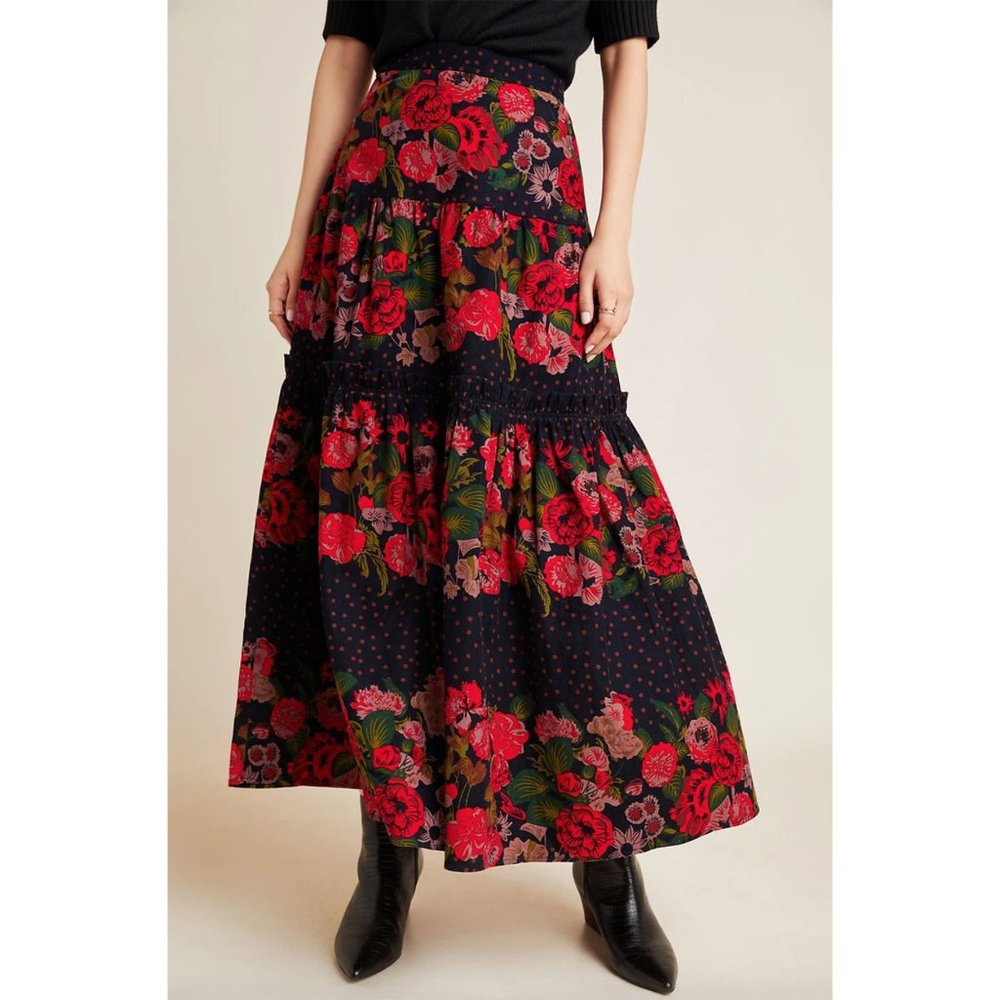 Anthropologie Eva Franco Corduroy Rose Skirt